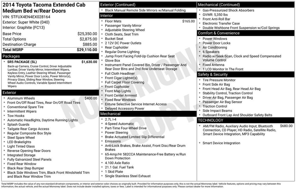 2014 Toyota Tacoma 4x4 Access Cab
