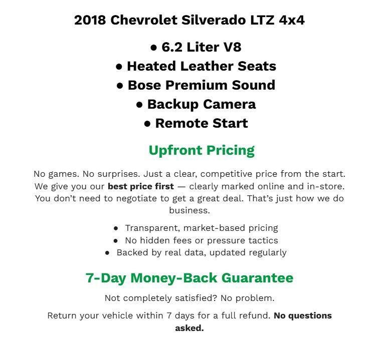 Used 2018 Chevrolet Silverado 1500 LTZ w/ LTZ Plus Package