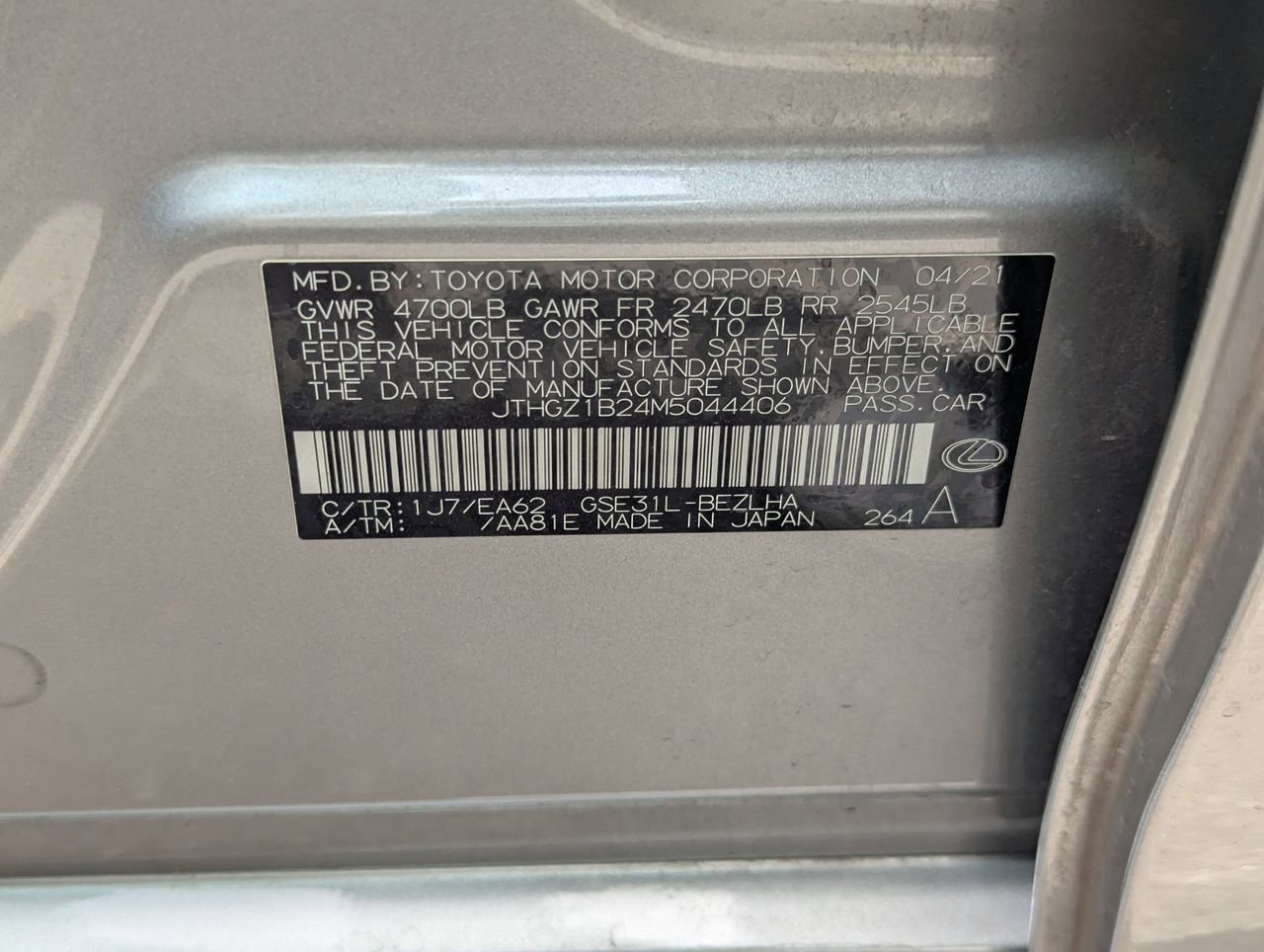 2021 Lexus IS 350 F Sport