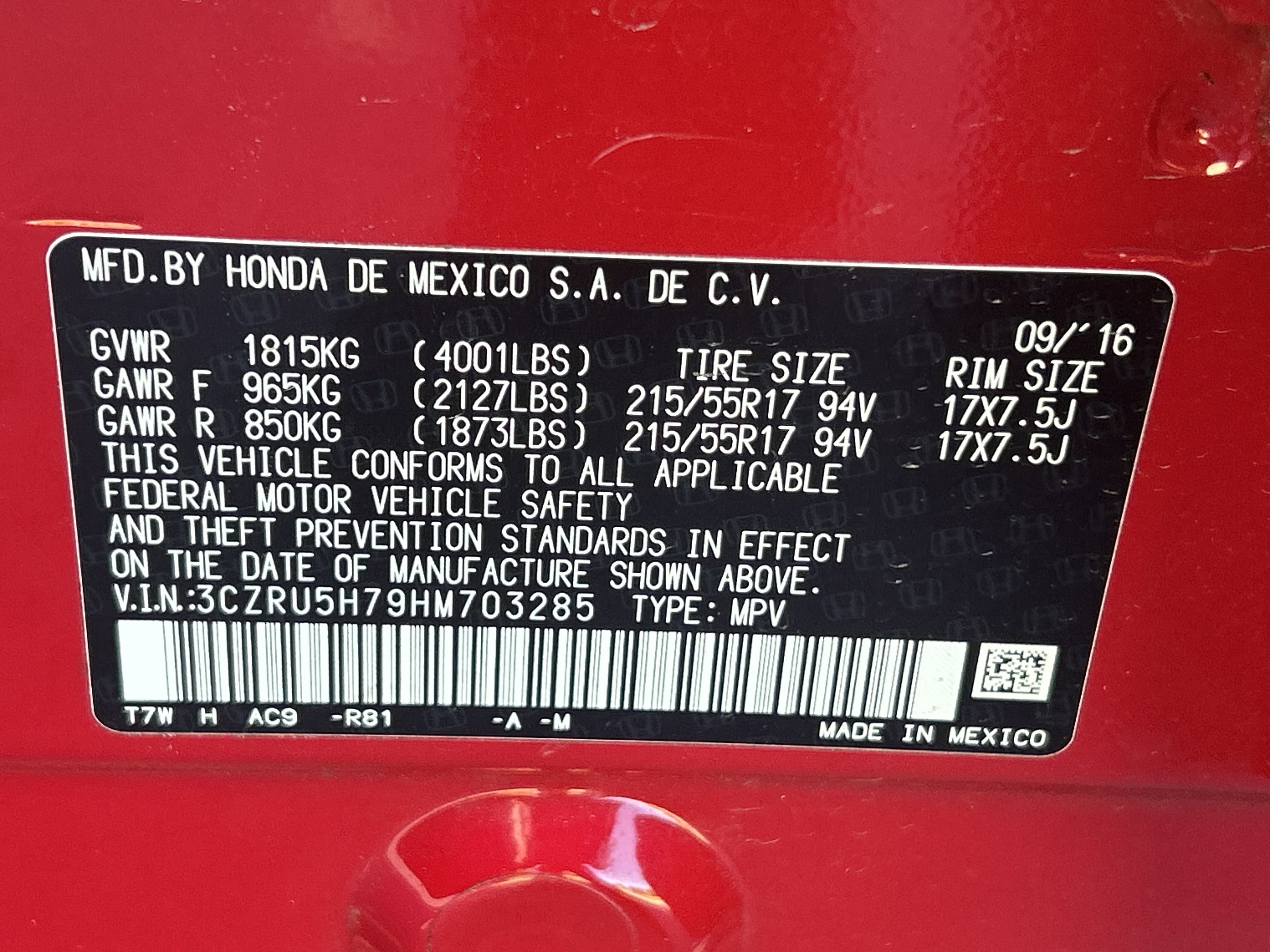 2017 Honda Hr-V EX-L