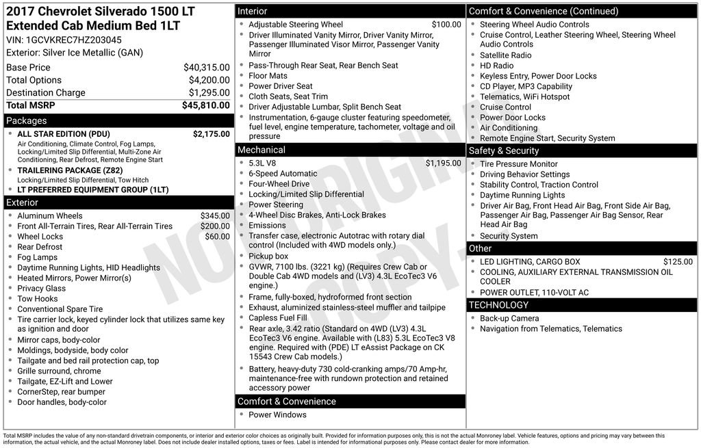 Used 2017 Chevrolet Silverado 1500 LT w/ All Star Edition
