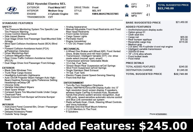 2022 Hyundai Elantra SEL