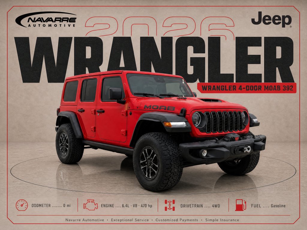New 2026 Jeep Wrangler Unlimited Rubicon 392 w/ Quick Order Package 27X Moab