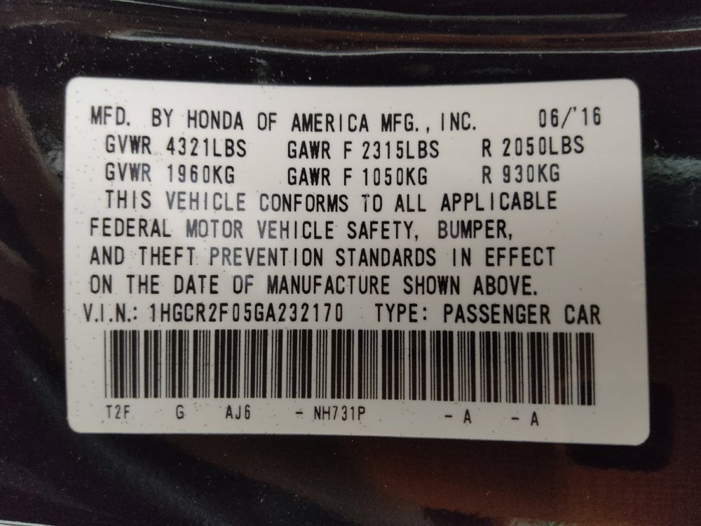 2016 Honda Accord EX