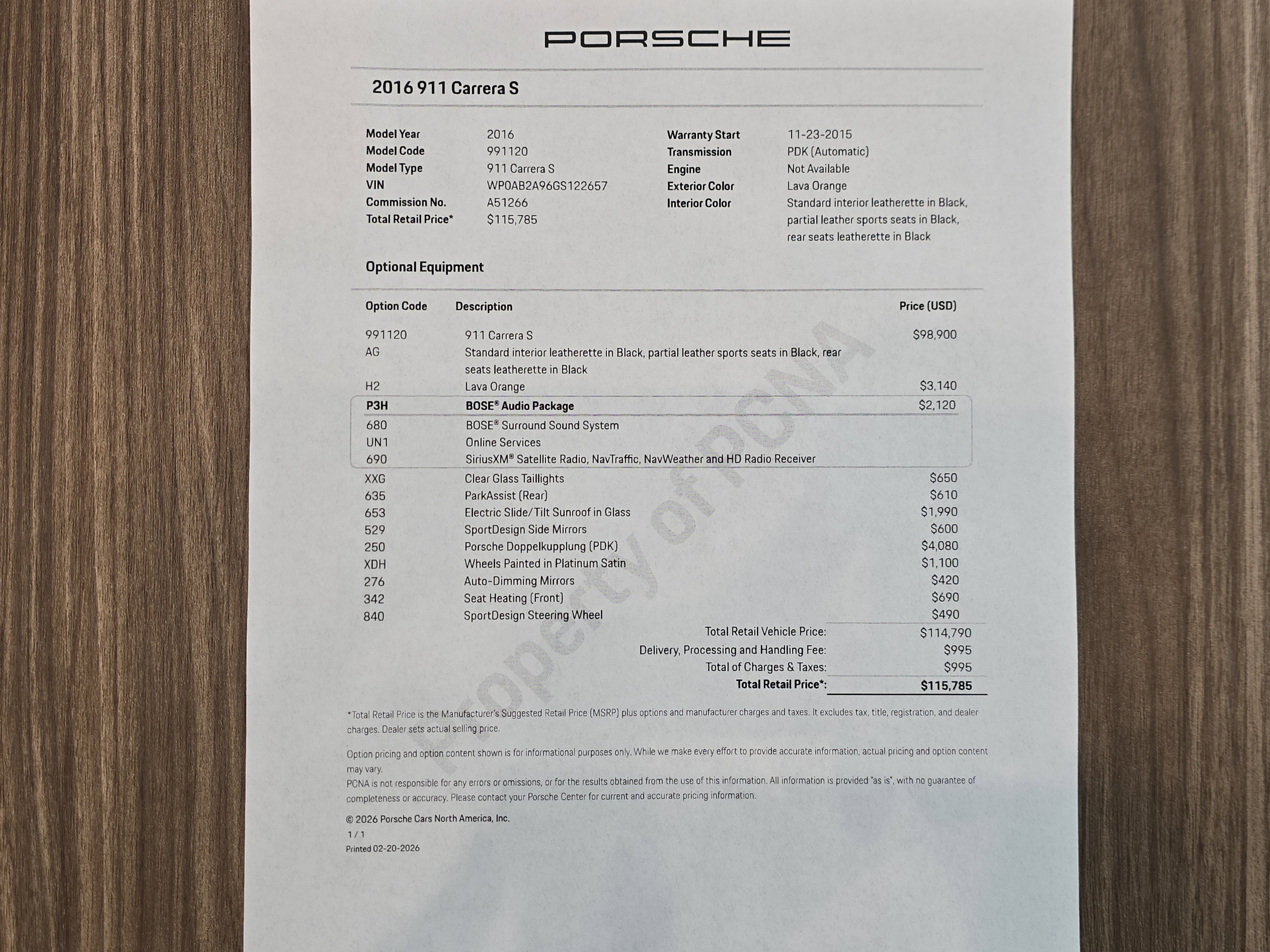 2016 Porsche 911 Carrera S