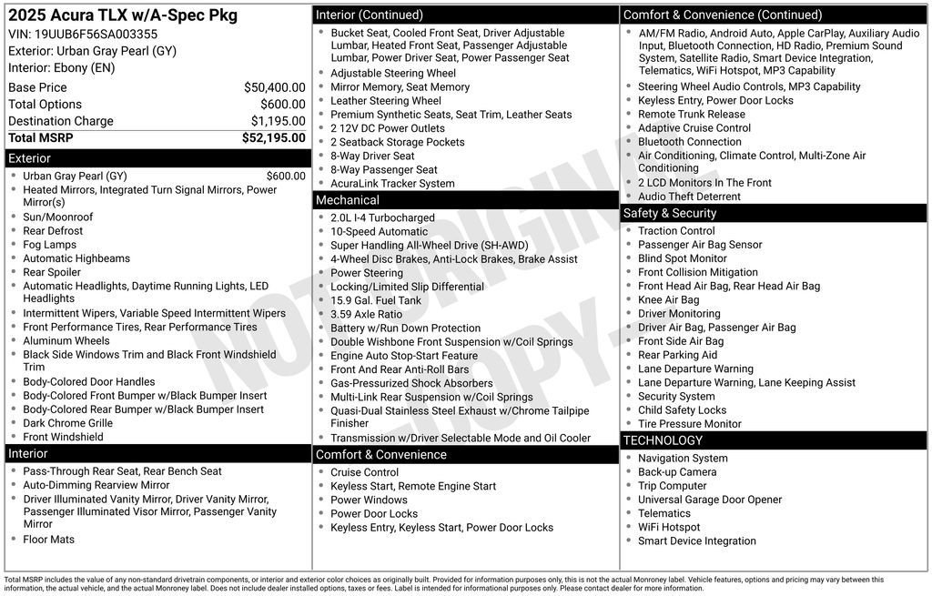 2025 Acura TLX SH-AWD w/ A-SPEC Pkg