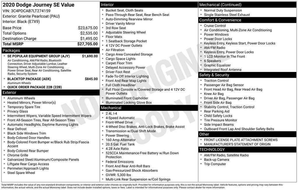 2020 Dodge Journey SE