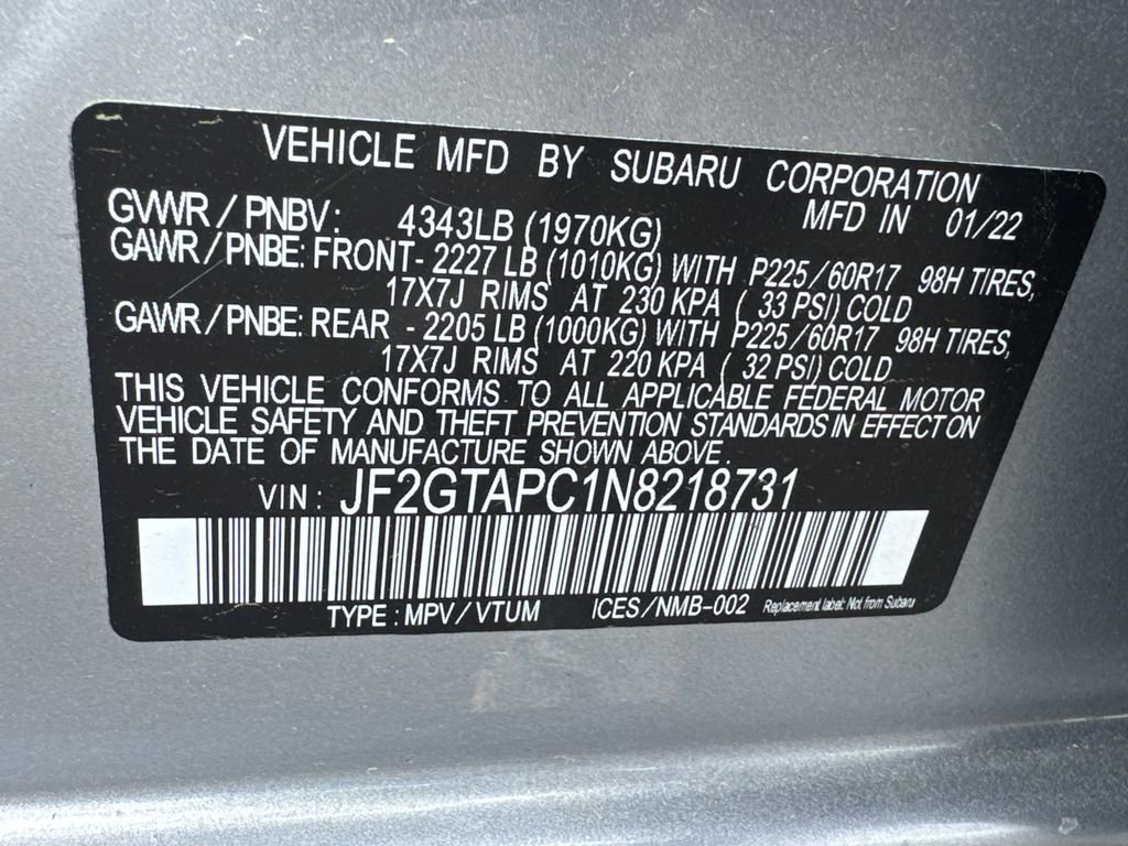 2022 Subaru Crosstrek 2.0i Premium