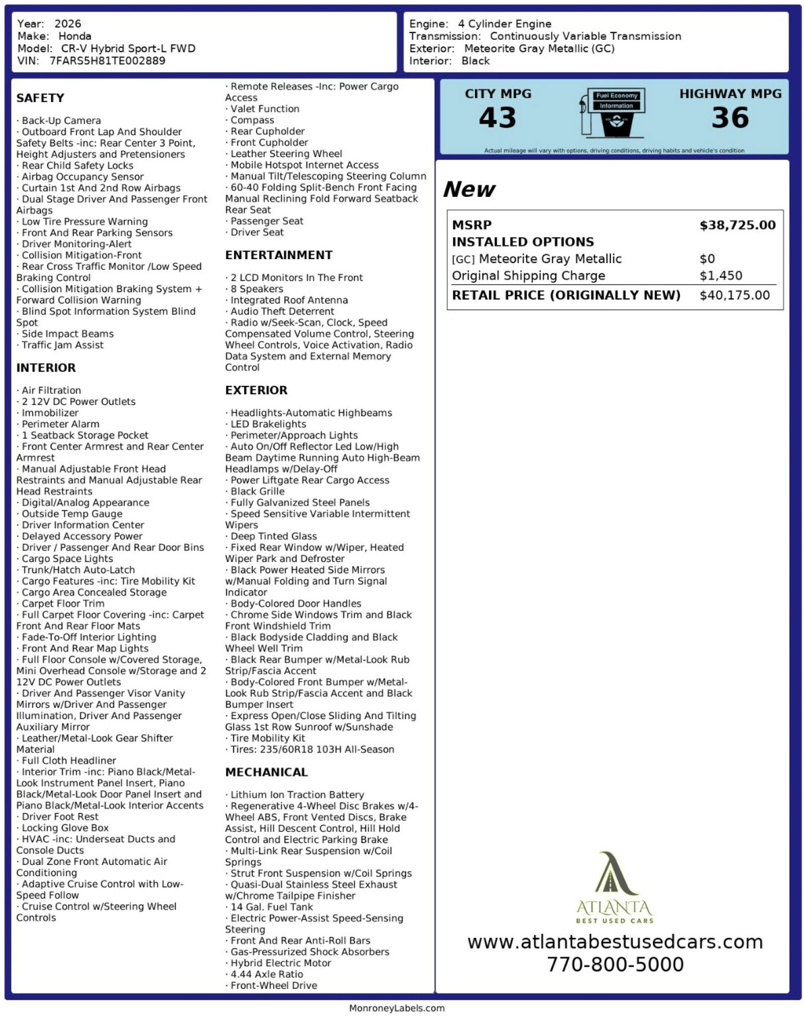 2026 Honda Cr-V Sport-L