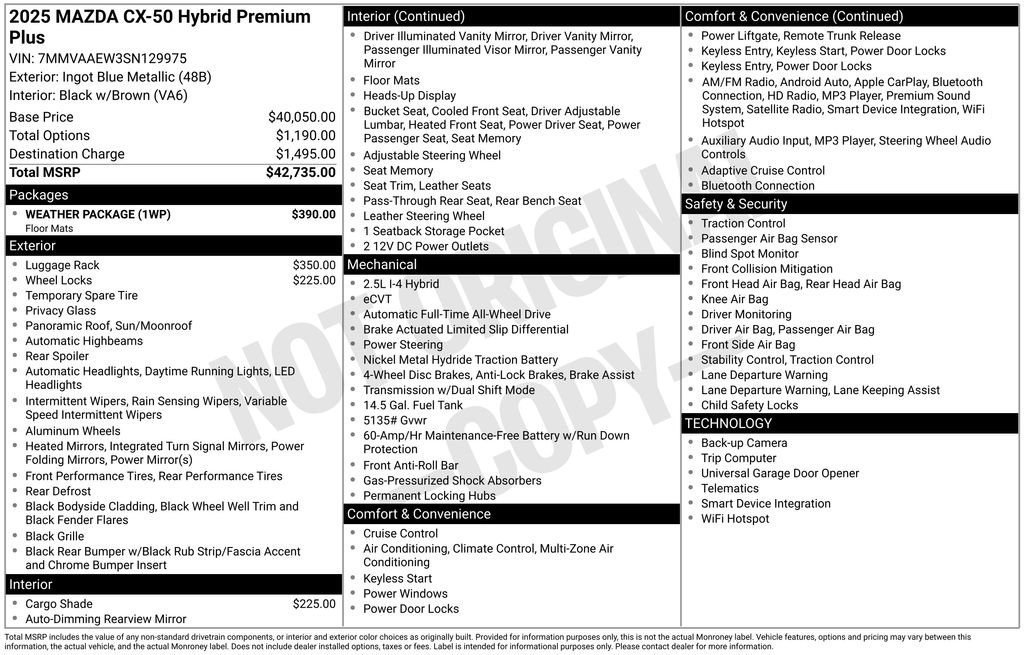 2025 MAZDA Cx-50 2.5 Hybrid