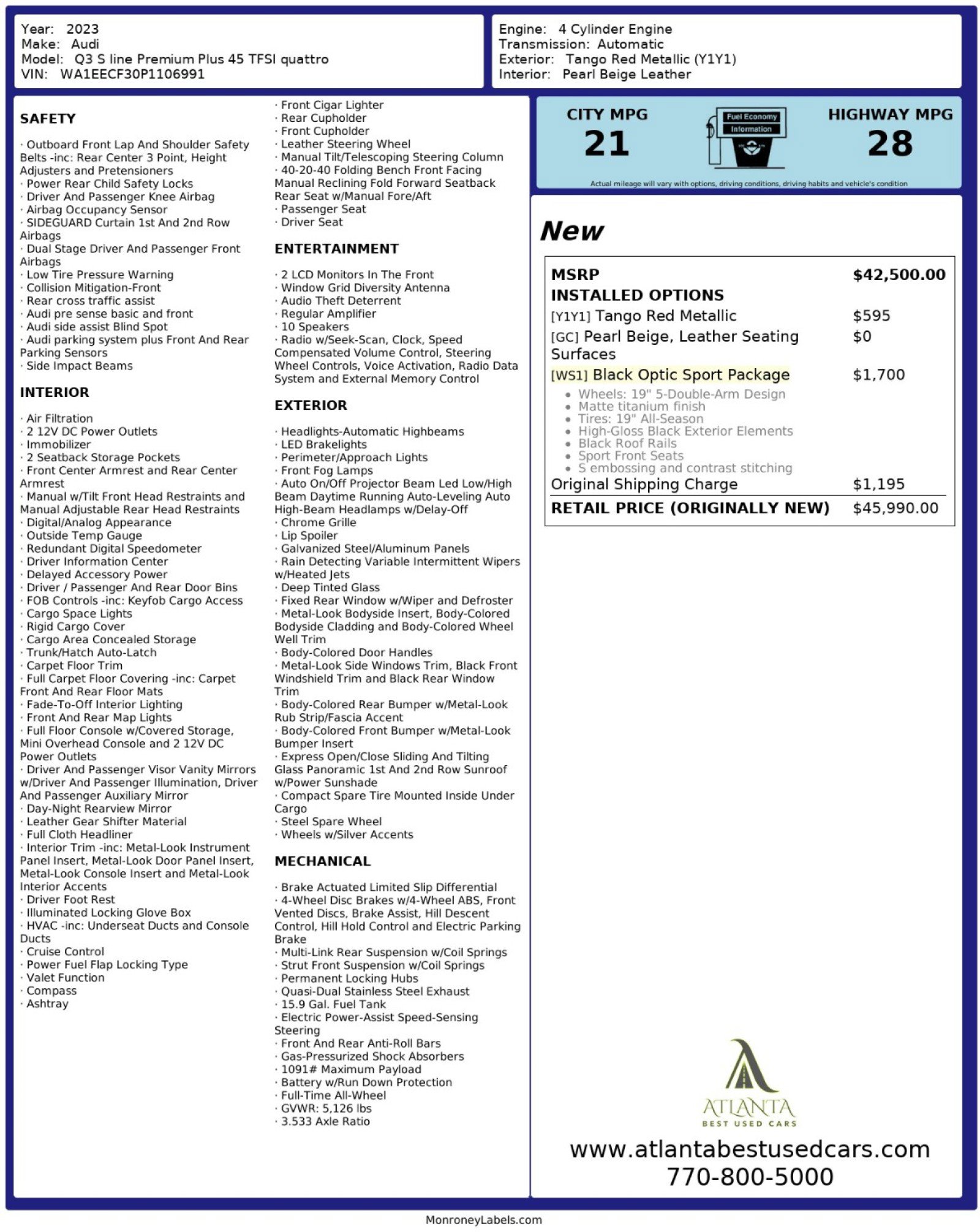 2023 Audi Q3 2.0T Premium Plus