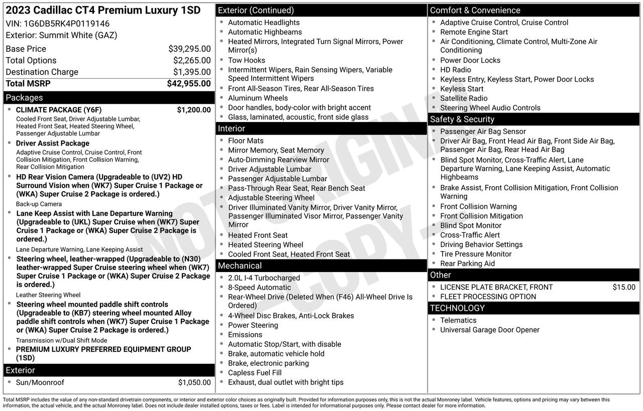 2023 Cadillac CT4 Premium Luxury