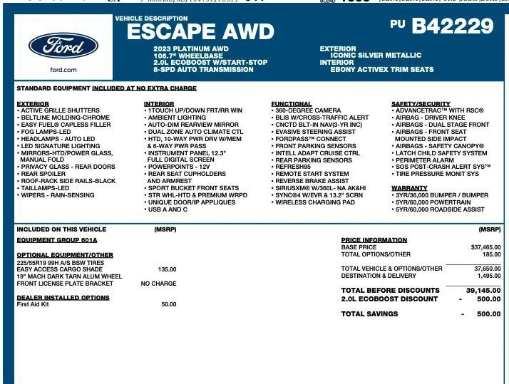 2023 Ford Escape Platinum