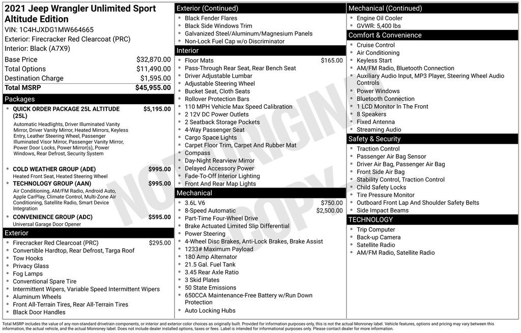 2021 Jeep Wrangler Unlimited Sport