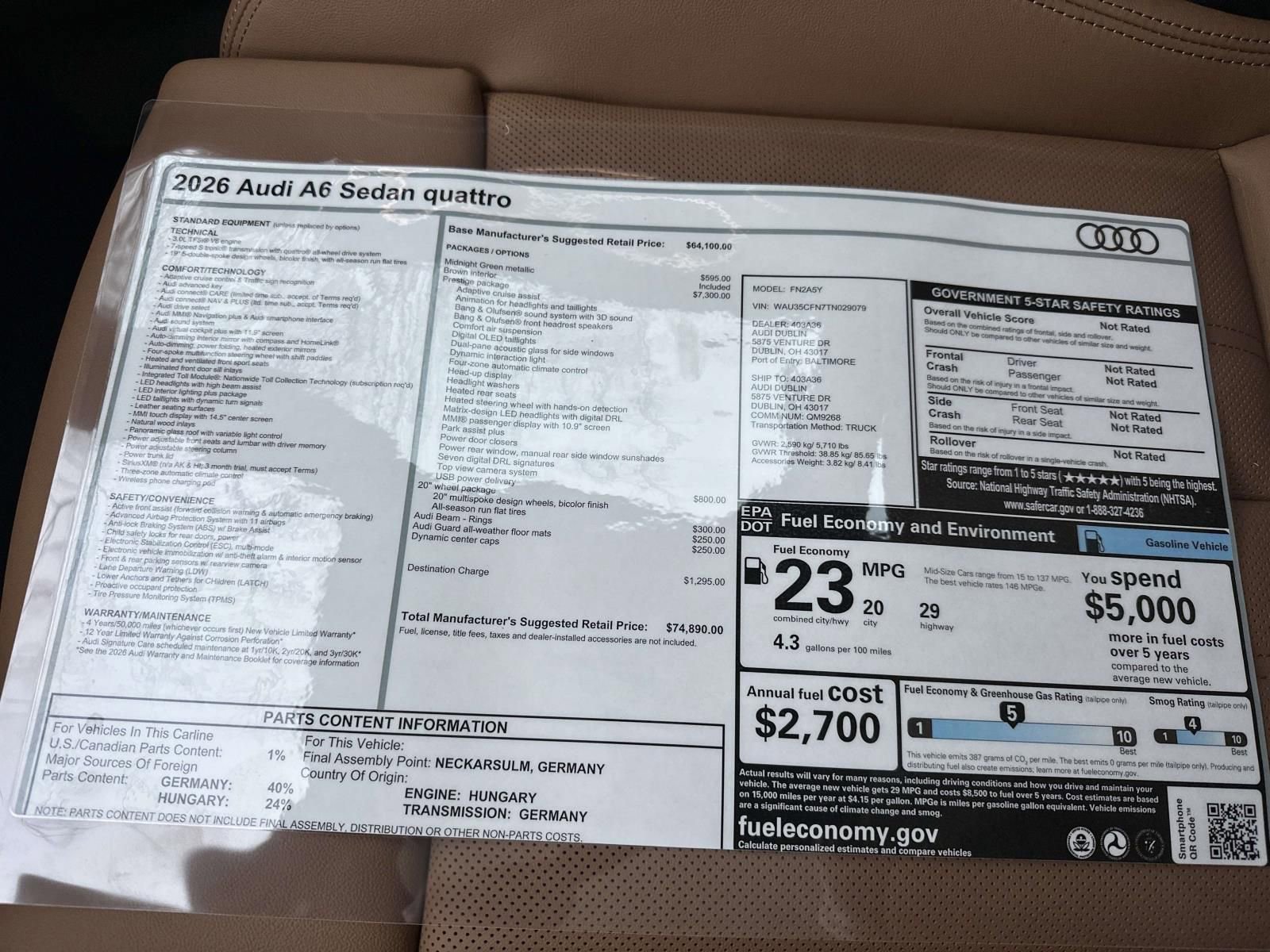 2026 Audi A6 Prestige