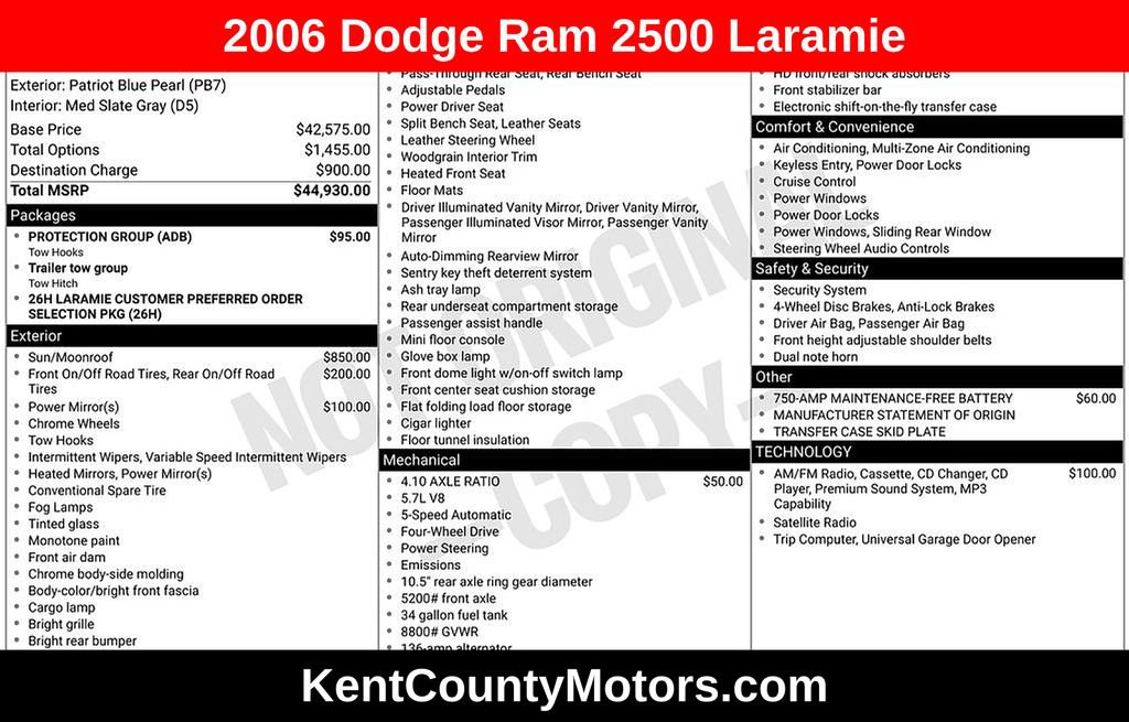 Used 2006 Dodge Ram 2500 Truck Laramie w/ Protection Group