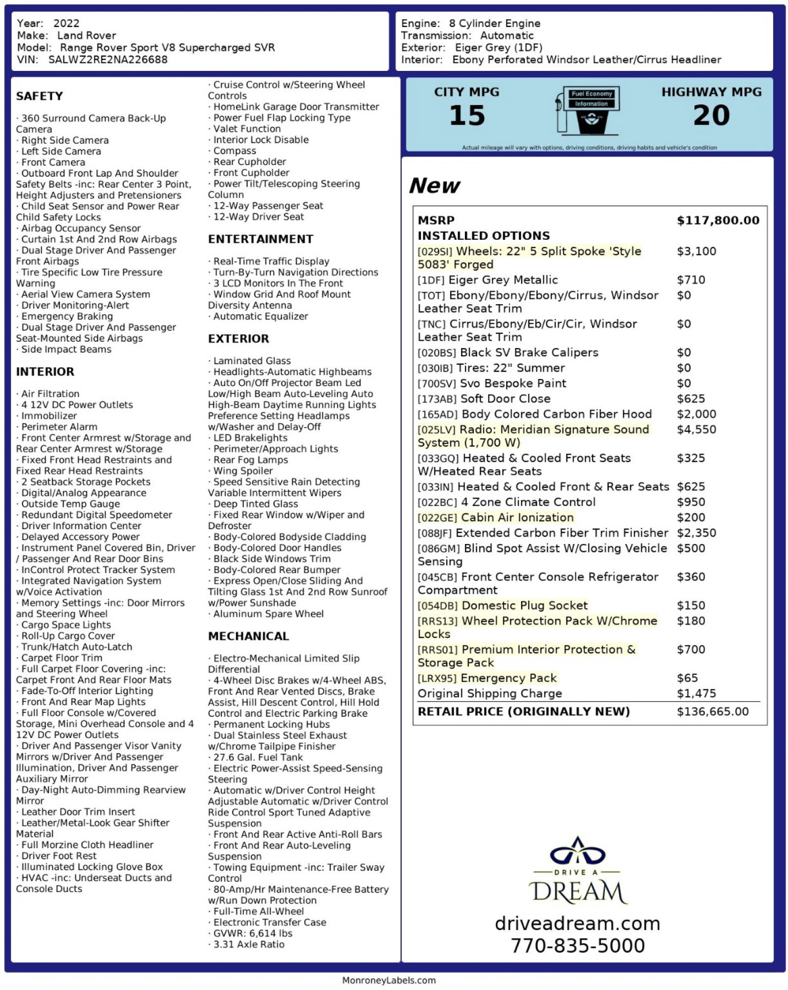 2022 Land Rover Range Rover Sport SVR Carbon Edition