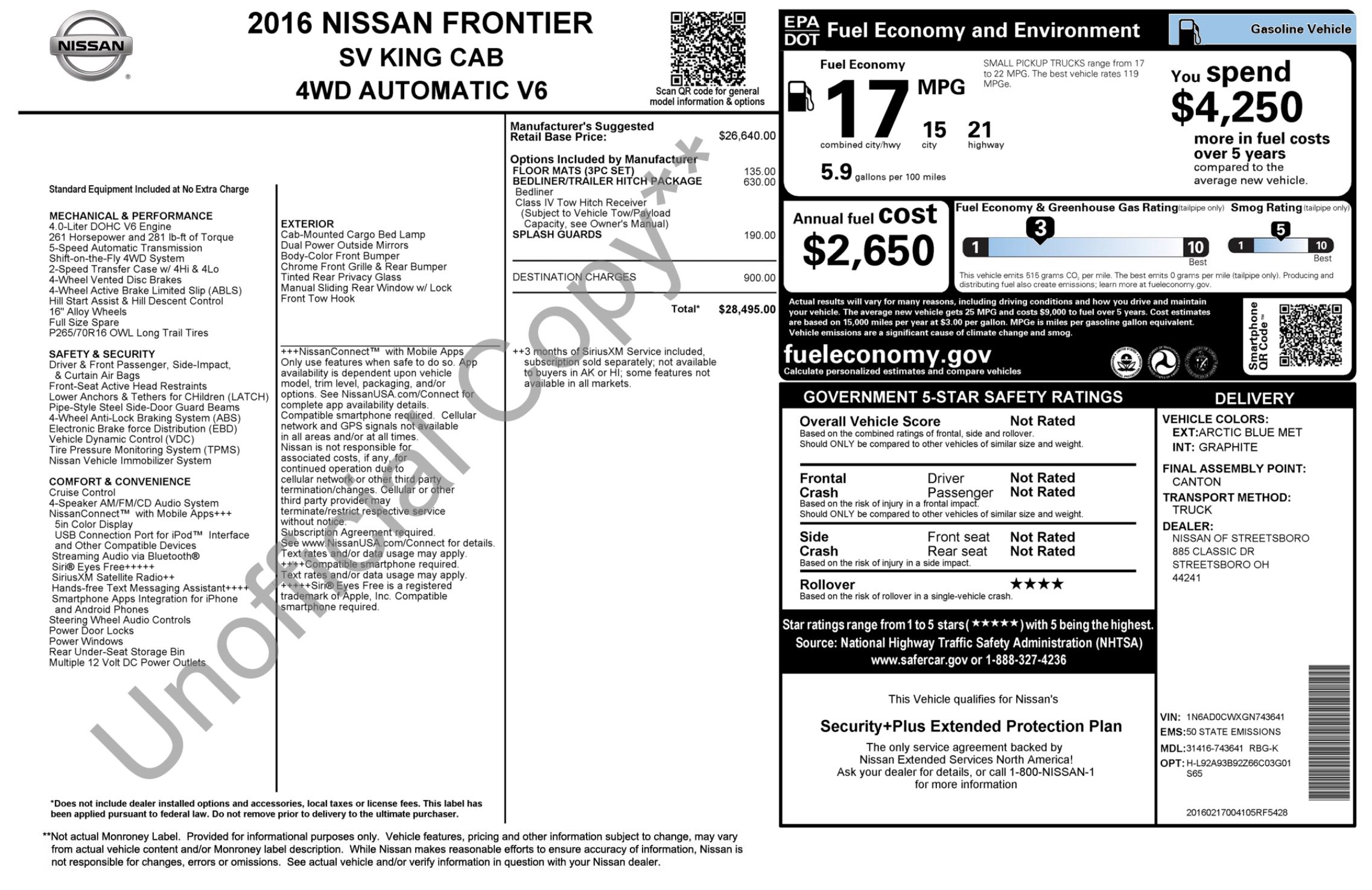 2016 Nissan Frontier SV