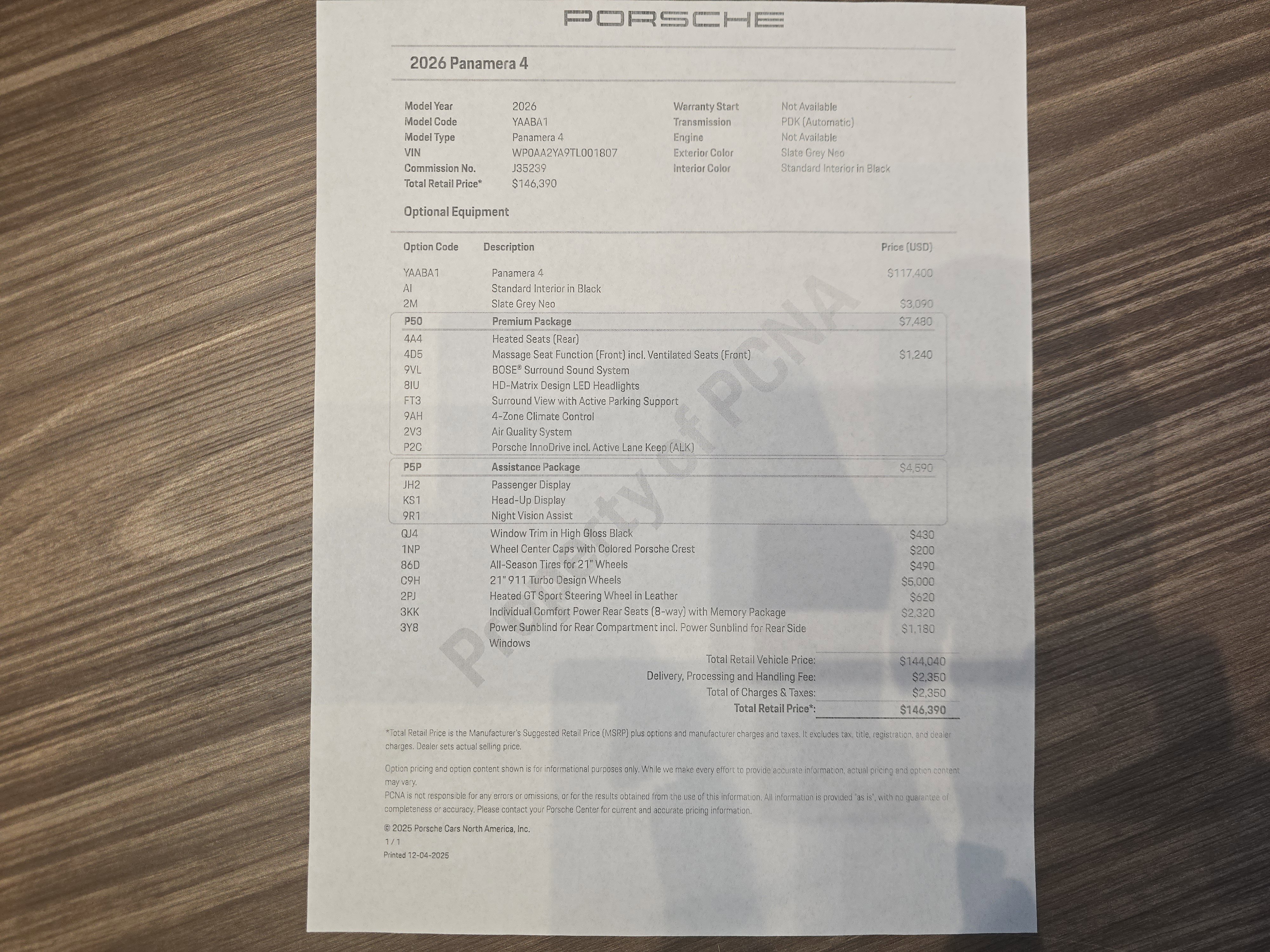 2026 Porsche Panamera 4