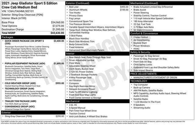 2021 Jeep Gladiator Sport