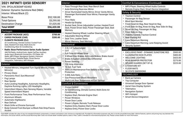 2021 INFINITI Qx50 Sensory