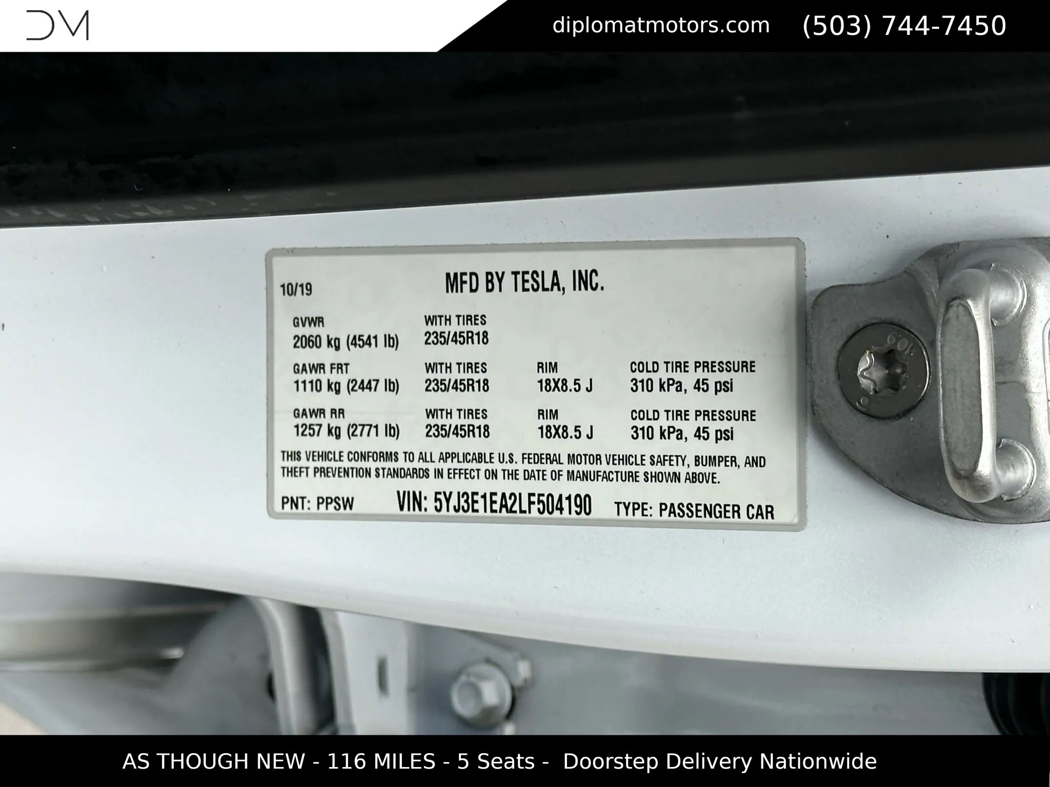 2020 Tesla Model 3 Standard Range Plus