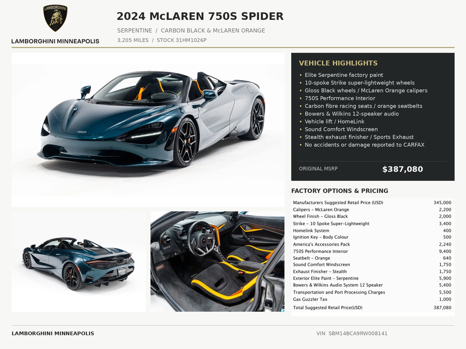 Used 2024 McLaren 750S Spider 2