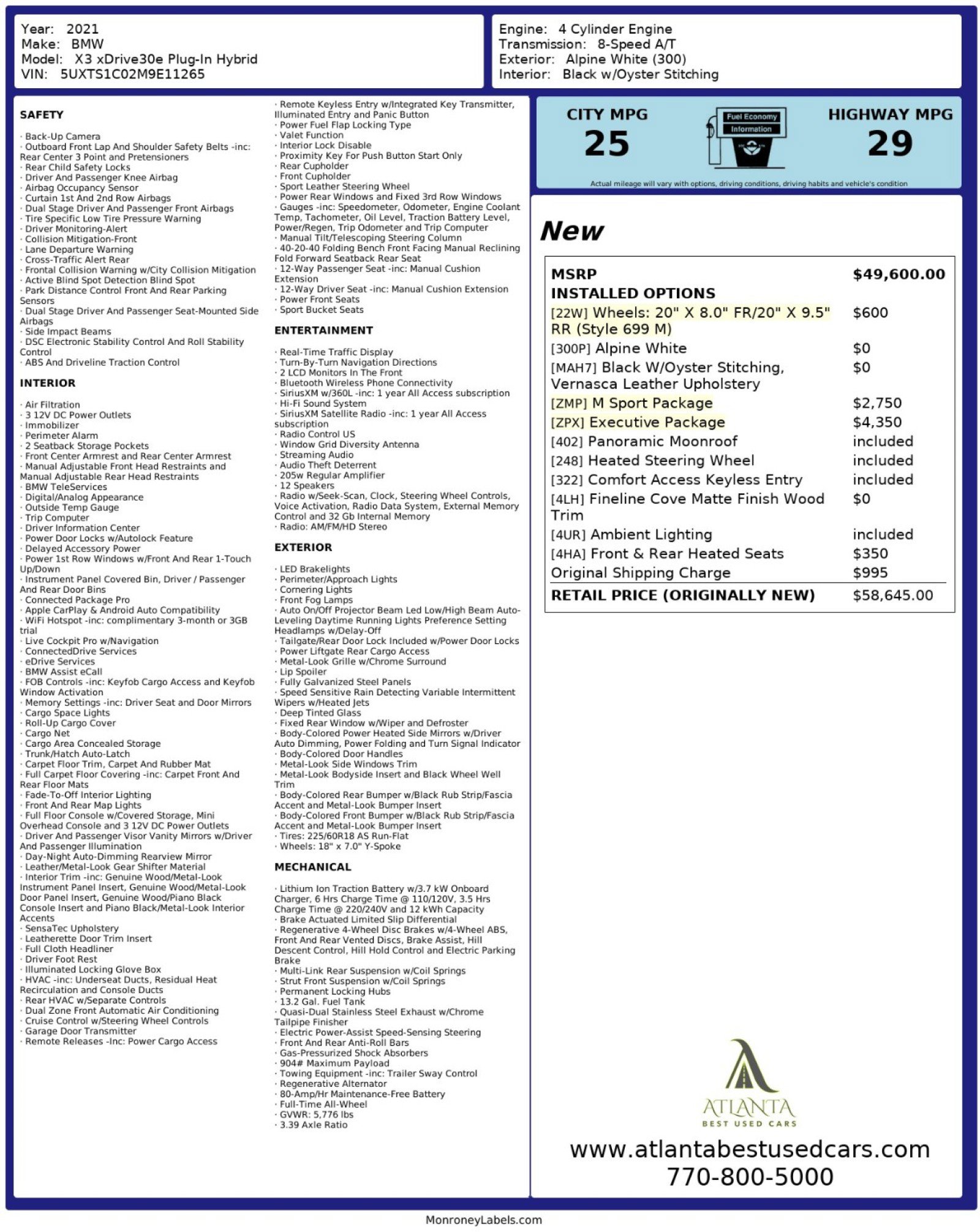 2021 BMW X3 xDrive30e