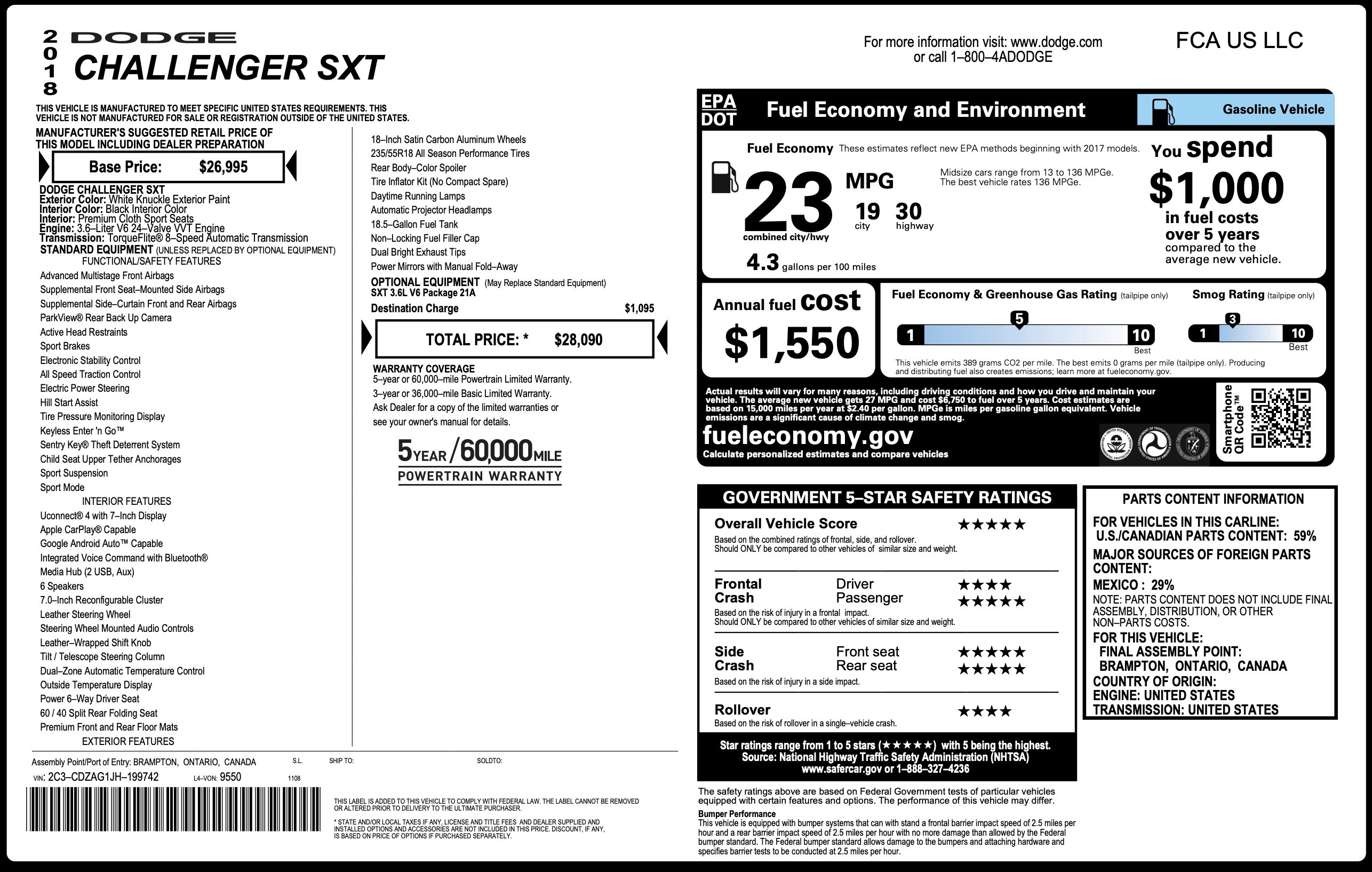 2018 Dodge Challenger SXT