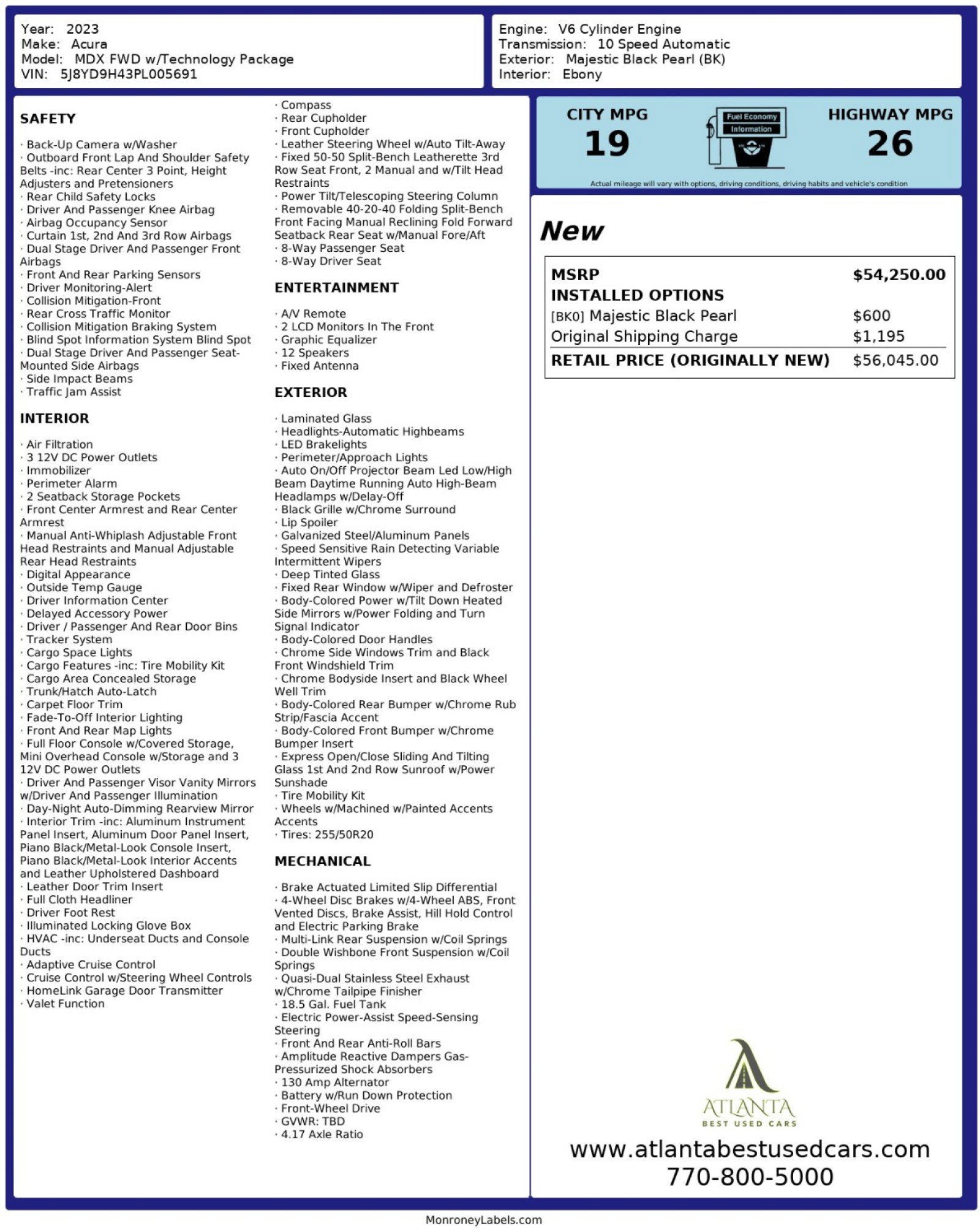 2023 Acura MDX FWD w/ Technology Package