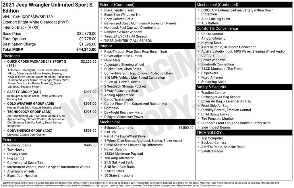 2021 Jeep Wrangler Unlimited Sport