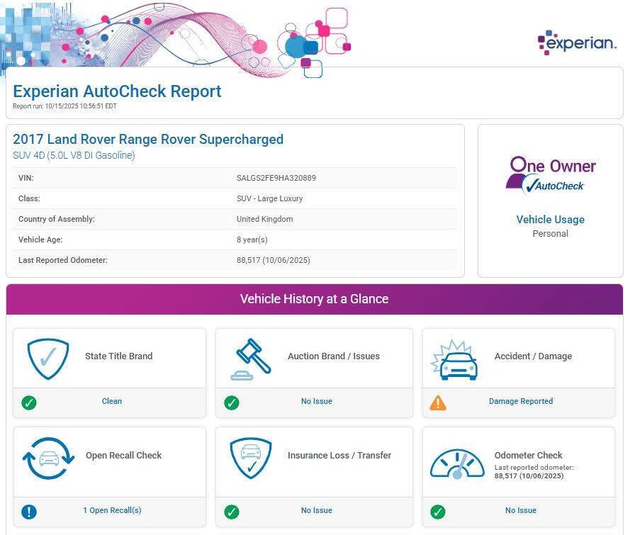 2017 Land Rover Range Rover Supercharged