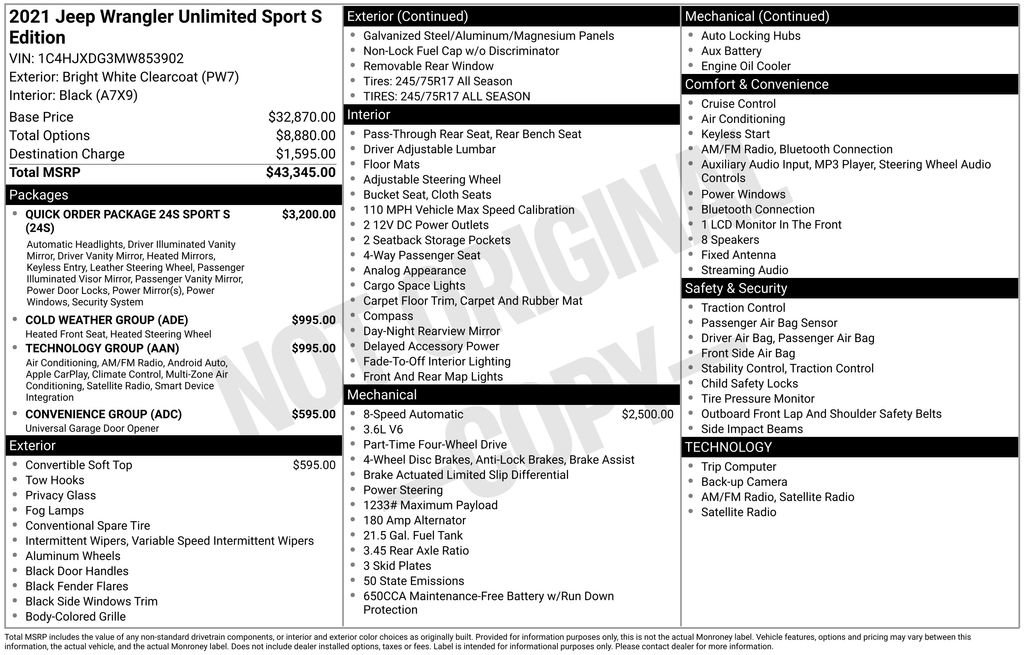 2021 Jeep Wrangler Unlimited Sport