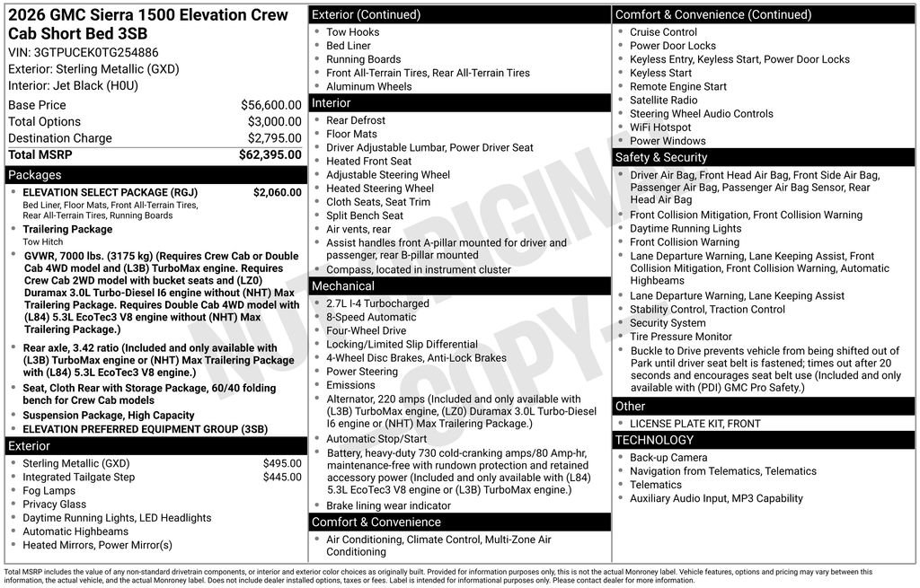 Certified 2026 GMC Sierra 1500 Elevation w/ Elevation Select Package