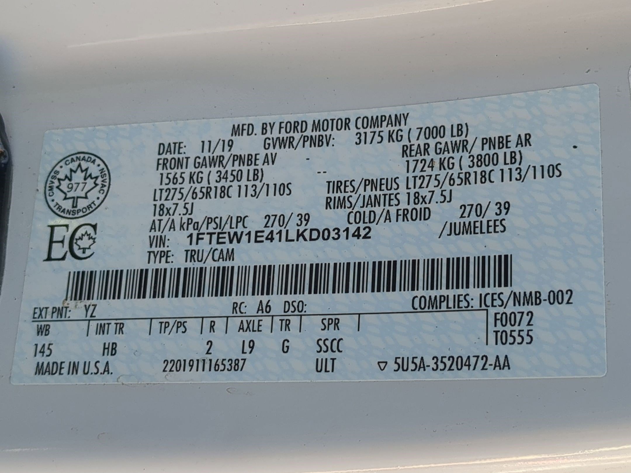 2020 Ford F150 Lariat