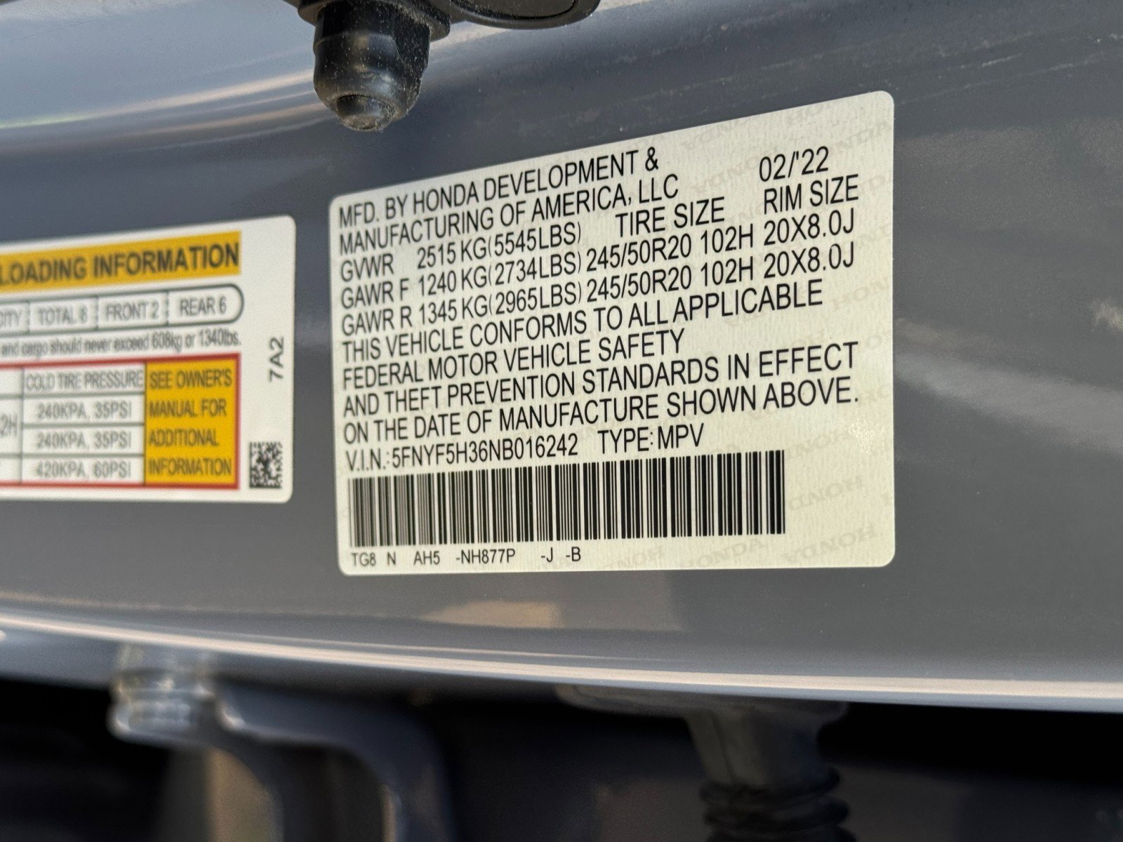 2022 Honda Pilot Sport