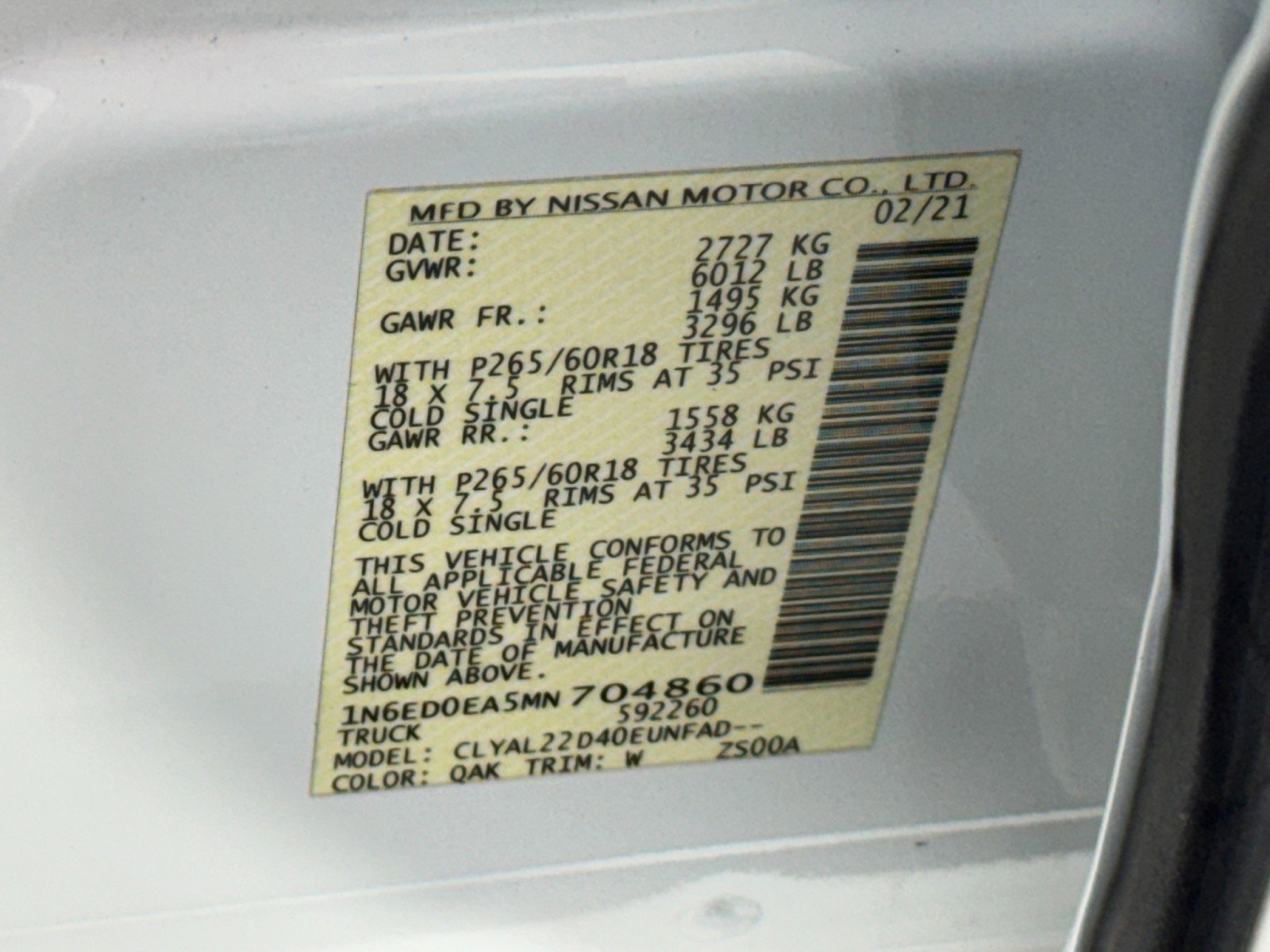 2021 Nissan Frontier SV