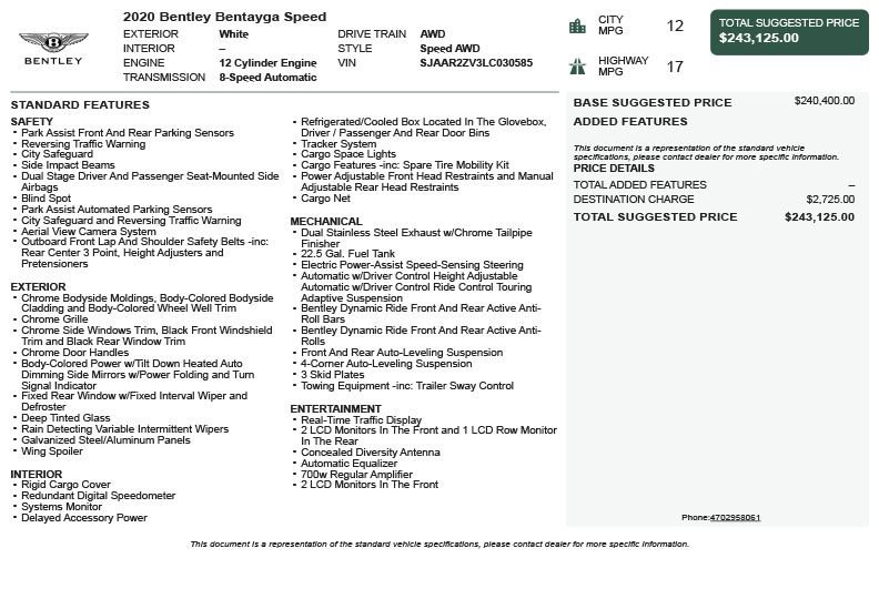 2020 Bentley Bentayga Speed