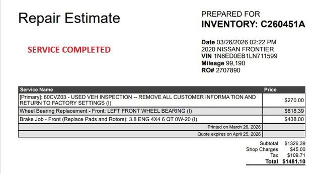 2020 Nissan Frontier SV