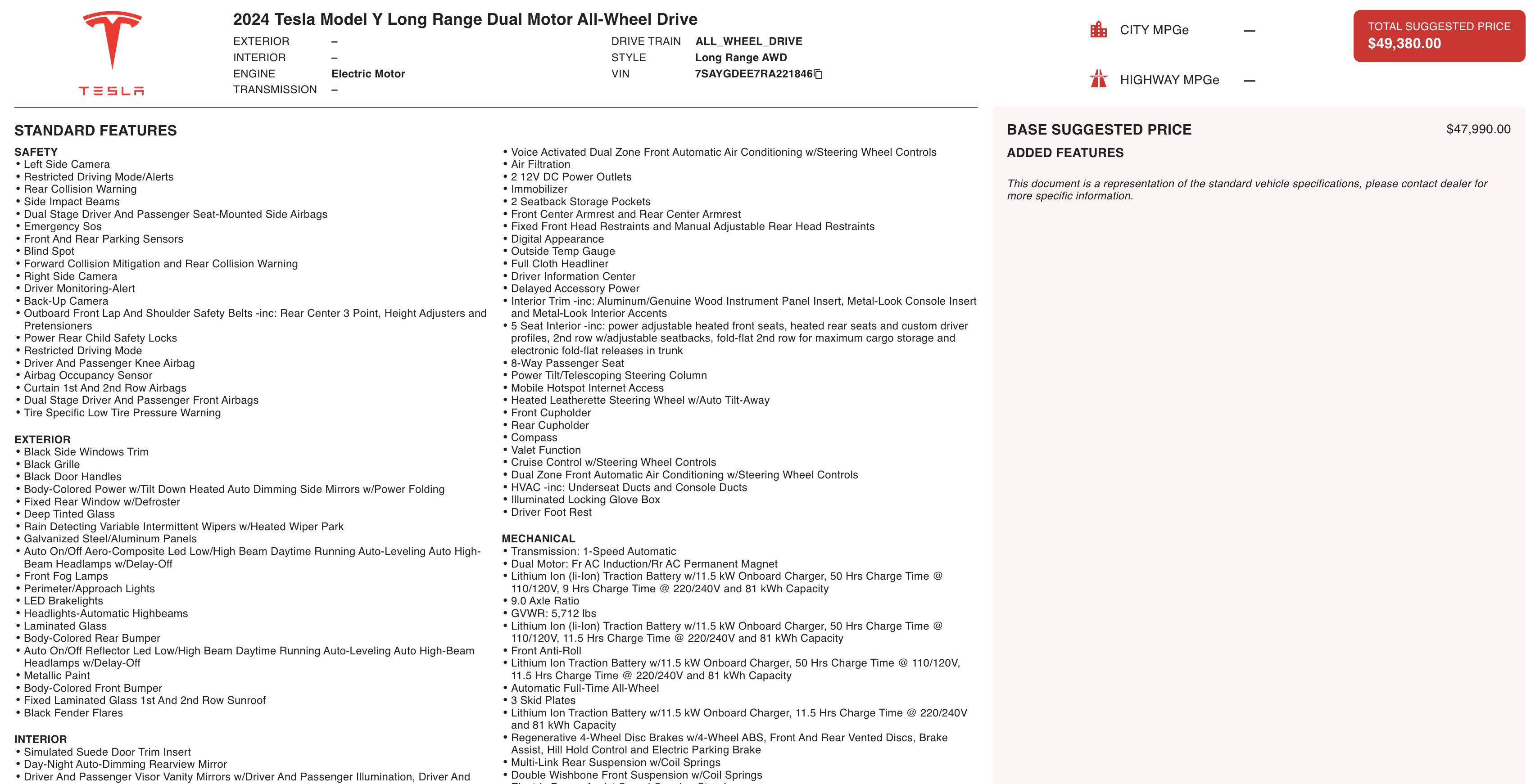 2024 Tesla Model Y Long Range