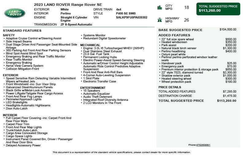 2023 Land Rover Range Rover SE