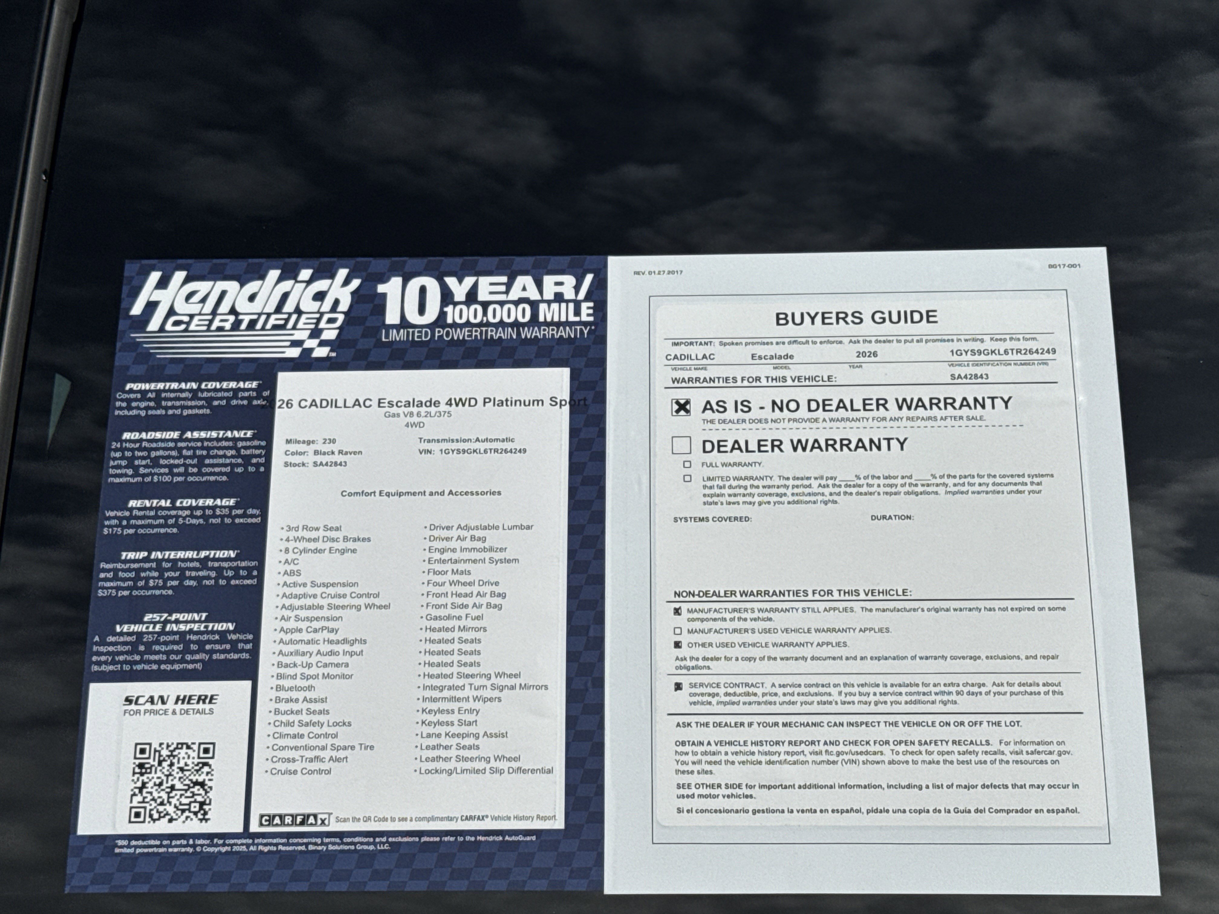 2026 Cadillac Escalade Platinum Sport