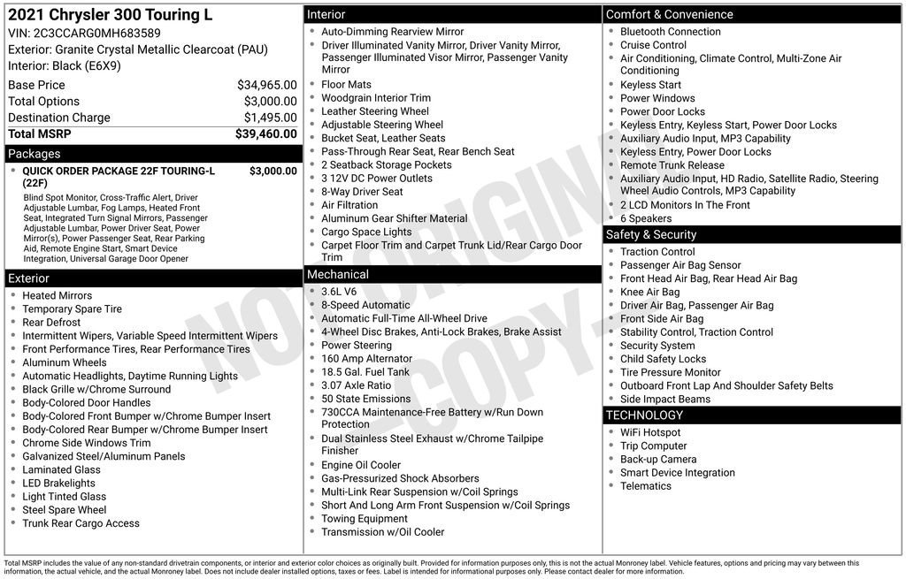 2021 Chrysler 300 Touring L