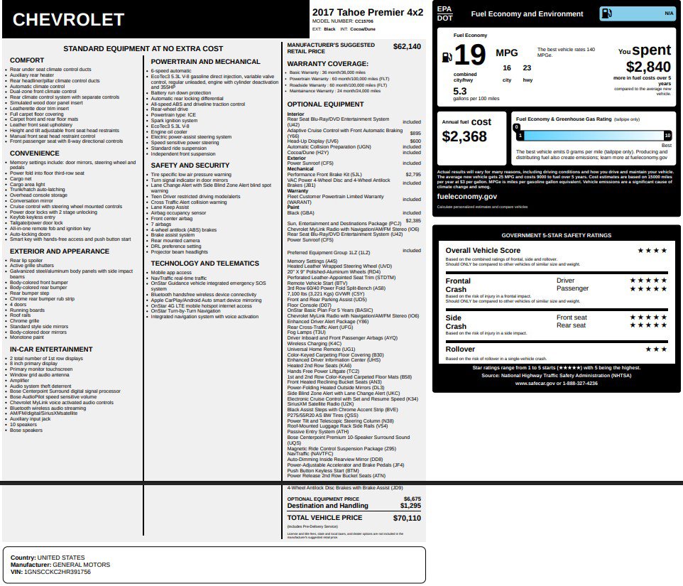 2017 Chevrolet Tahoe Premier