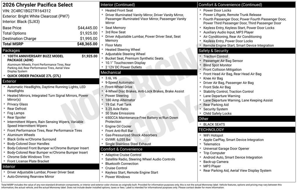 2026 Chrysler Pacifica Select