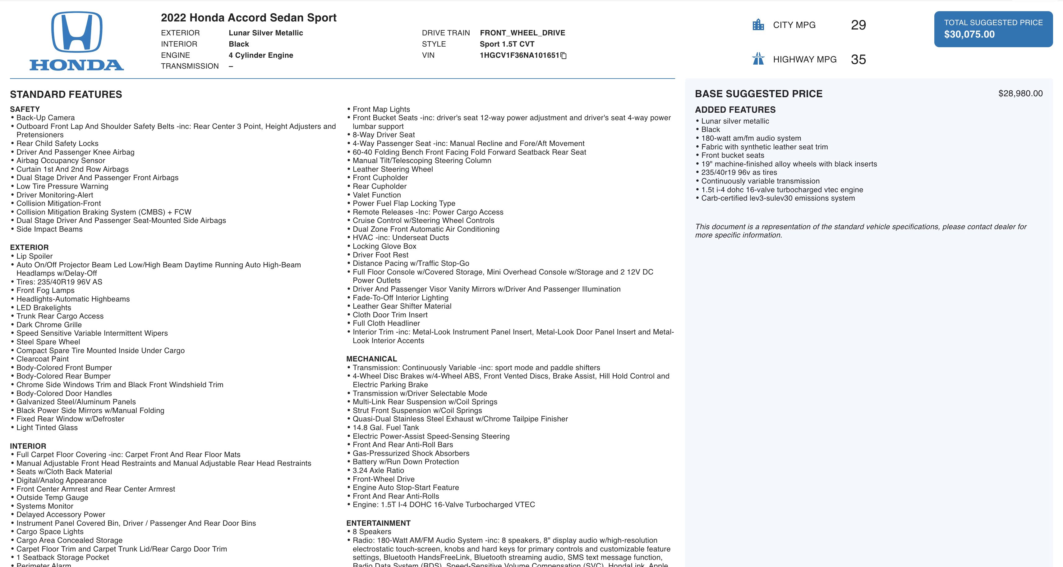 2022 Honda Accord Sport