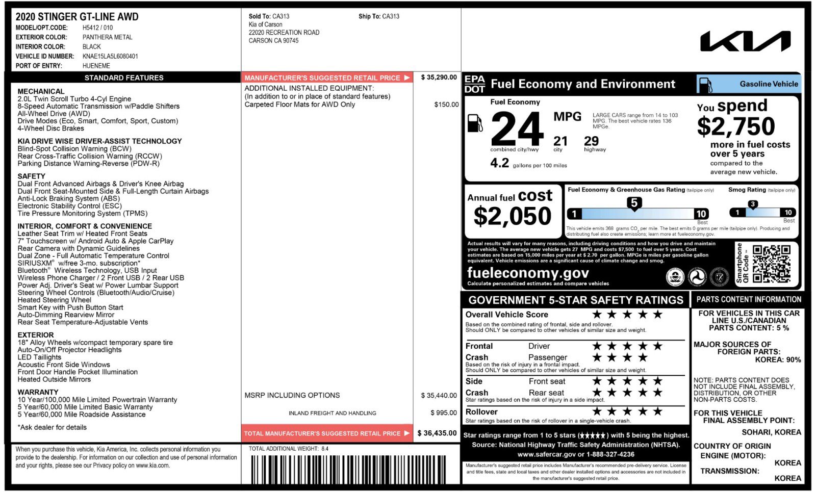 2020 Kia Stinger GT-Line