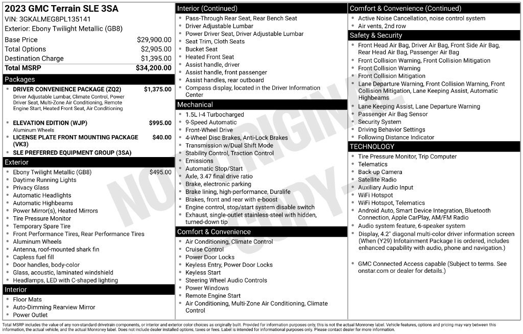 Used 2023 GMC Terrain SLE w/ Driver Convenience Package
