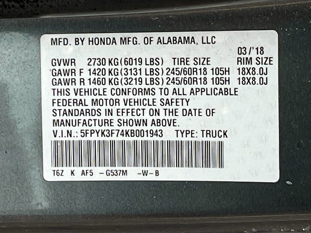 2019 Honda Ridgeline RTL-E