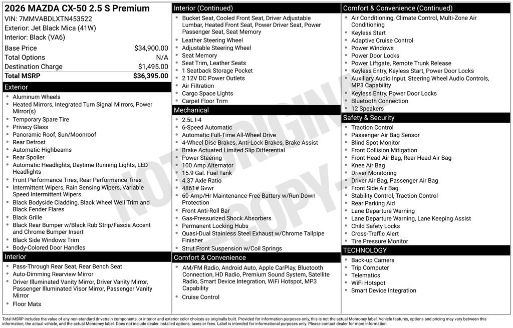 2026 MAZDA Cx-50 AWD 2.5 S w/ Premium Package